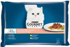 Gourmet Perle Les Filettines Multivariétés Chat Adulte Viande et Saumon – Sachets
