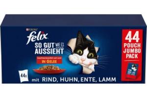 Felix Nourriture humide pour chat Sensations en gelée et mix de variétés 44 x 85 g Variété de saveurs du pays
