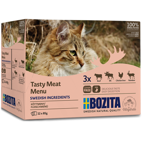 BOZITA Pouch Multibox Menu à la viande en gelée 12 x 85 g - sans céréales 12 x 8 5g BOZITA Pouch Multibox Menu à la viande en gelée 12 x 85 g - sans céréales 12 x 8 5g