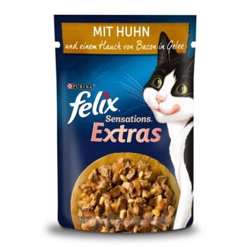 Felix Sensations Extras Gelees 26 x 85 g au poulet et une touche de bacon