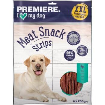 PREMIERE Meat Snack Stripes pour chien, Canard 4x250 g