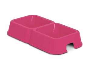 Gamelle double basique antidérapante Rouge