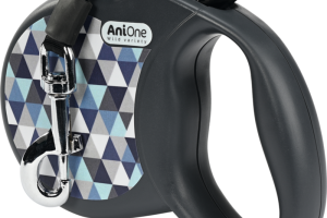 AniOne Laisse à enrouleur Trend bleu/gris L AniOne Laisse à enrouleur Trend bleu/gris L