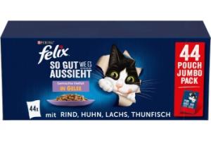 Felix Nourriture humide pour chat Sensations en gelée et mix de variétés 44 x 85 g Variétés panachées Felix Nourriture humide pour chat Sensations en gelée et mix de variétés 44 x 85 g Variétés panachées