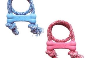 KONG Puppy Goodie Bone avec corde XS bleu/rose KONG Puppy Goodie Bone avec corde XS bleu/rose