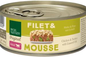 REAL NATURE Filet & Mousse Adult Poulet & dinde à l'huile de lin 12x85 g REAL NATURE Filet & Mousse Adult Poulet & dinde à l'huile de lin 12x85 g