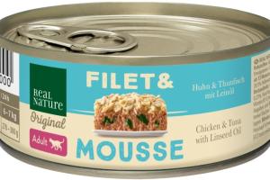 REAL NATURE Filet & Mousse Adult Poulet & thon à l'huile de lin 24x85 g REAL NATURE Filet & Mousse Adult Poulet & thon à l'huile de lin 24x85 g