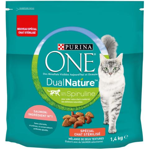 Purina One DualNature Chat Stérilisé - Spiruline et Saumon