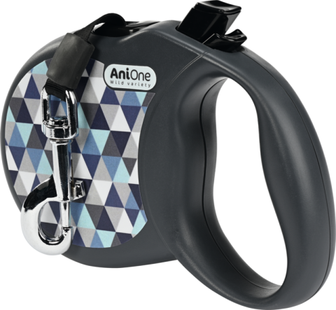 AniOne Laisse à enrouleur Trend bleu/gris L