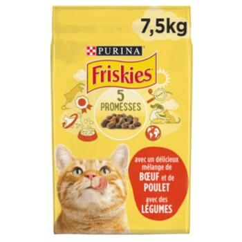FRISKIES pour Chat adulte - Croquettes au bœuf, poulet et légumes 7,5 kg