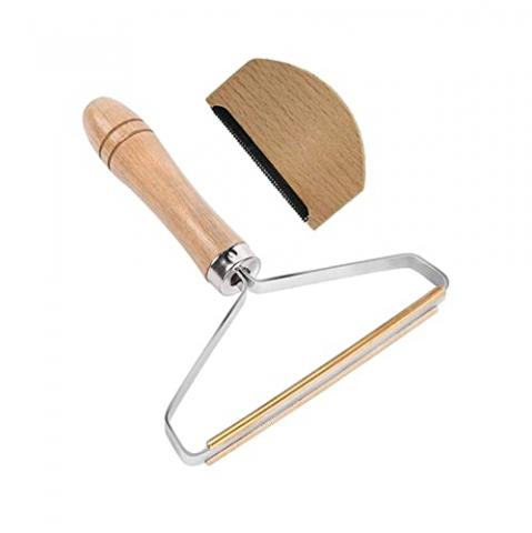 Lerkely Rasoir Anti Bouloche, Brosse Anti Peluche Portable Rasoir Bouloche pour enlever Les Peluches avec Manche en Bois pour la Laine et Divers Tissus