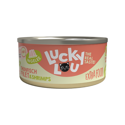 Lucky Lou Encas en gelée 18 x 70 g Thon et crevettes Lucky Lou Encas en gelée 18 x 70 g Thon et crevettes