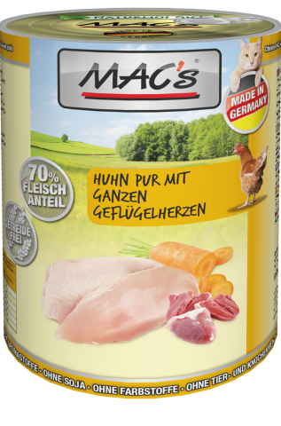 MAC's Cat 6x1400 g Poulet pur et coeurs de volaille entiers MAC's Cat 6x1400 g Poulet pur et coeurs de volaille entiers