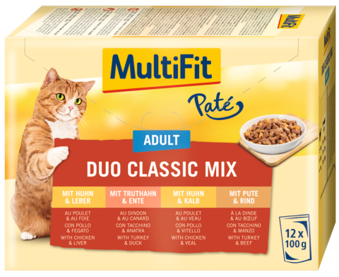 MultiFit Adult Pâtée Duo Classic Mix multipack 12x100g MultiFit Adult Pâtée Duo Classic Mix multipack 12x100g