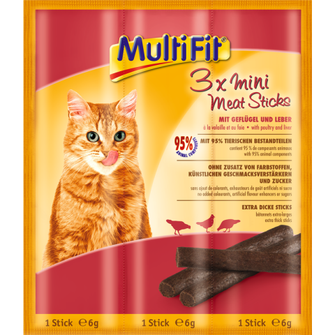 MultiFit Bâtonnets BBQ Meat 25x3x6 g Volaille et foie MultiFit Bâtonnets BBQ Meat 25x3x6 g Volaille et foie
