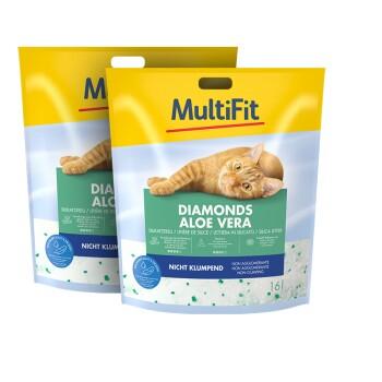 MultiFit Diamonds Litière Silice Aloe Vera 2x16 l MultiFit Diamonds Litière Silice Aloe Vera 2x16 l