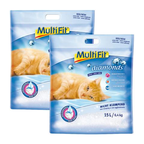 MultiFit Diamonds Litière silice non-agglomérante 2x15 l MultiFit Diamonds Litière silice non-agglomérante 2x15 l