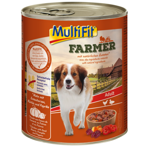 MultiFit Multi Fit Farmer Adult 6 x 800 g Poulet avec cœur de canard MultiFit Multi Fit Farmer Adult 6 x 800 g Poulet avec cœur de canard