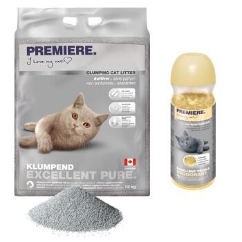 PREMIERE Litière agglomérante Excellent Vanille Pure 12 kg au désodorisant PREMIERE Litière agglomérante Excellent Vanille Pure 12 kg au désodorisant