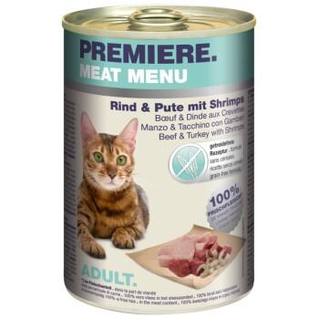 PREMIERE Meat Menu Adult Bœuf avec dinde & crevettes 6x200 g