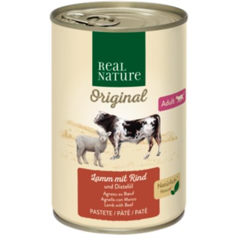 REAL NATURE Adult agneau au bœuf et à l’huile de chardon 24x400 g REAL NATURE Adult agneau au bœuf et à l’huile de chardon 24x400 g