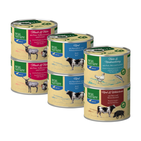 REAL NATURE Lot mixte Adult 6x200 g Pack mix 1 REAL NATURE Lot mixte Adult 6x200 g Pack mix 1