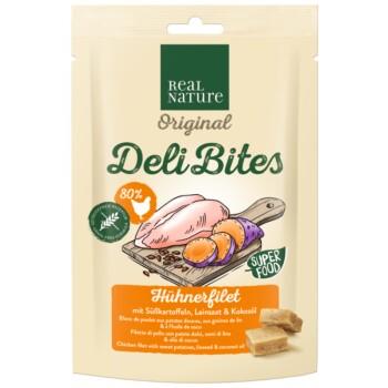 REAL NATURE Original Deli Bites 150 g Filet de poulet aux patates douces, aux graines de lin et à l’huile de coco REAL NATURE Original Deli Bites 150 g Filet de poulet aux patates douces, aux graines de lin et à l’huile de coco
