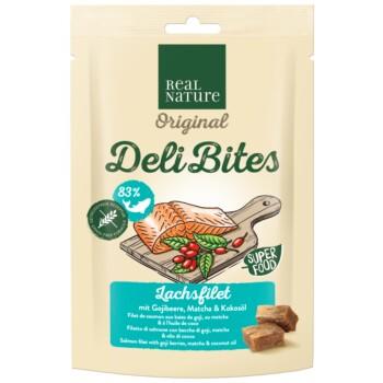 REAL NATURE Original Deli Bites 150 g Filet de saumon aux baies de goji, au matcha et à l’huile de coco REAL NATURE Original Deli Bites 150 g Filet de saumon aux baies de goji, au matcha et à l’huile de coco