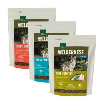 REAL NATURE Pack de dégustation WILDERNESS Adulte 3x1kg Pack 2, Poulet, poisson, kangourou REAL NATURE Pack de dégustation WILDERNESS Adulte 3x1kg Pack 2, Poulet, poisson, kangourou