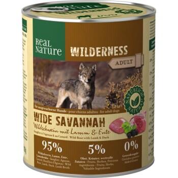 REAL NATURE WILDERNESS Adult Wide Savannah : sanglier, agneau et canard 6x800 g REAL NATURE WILDERNESS Adult Wide Savannah : sanglier, agneau et canard 6x800 g