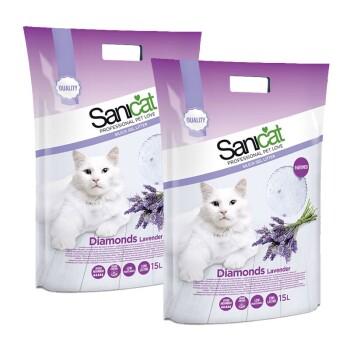 Sanicat Litière Diamonds lavande 2x15 l Sanicat Litière Diamonds lavande 2x15 l