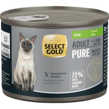 SELECT GOLD Pure Boîtes de Pâtée Chat Adute Canard 6x200 g
