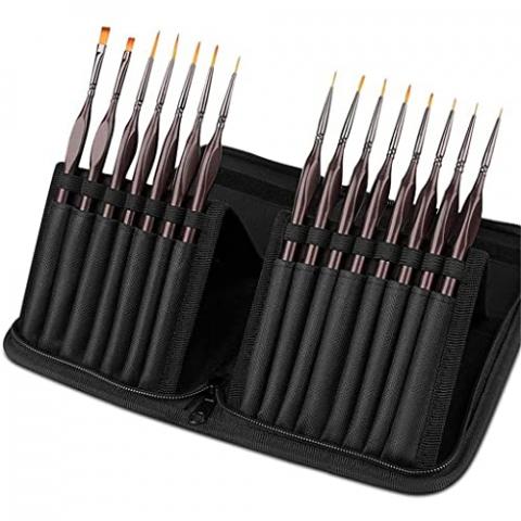 XYZMDJ Ensemble de Pinceau de Peinture de détail, kit de pinceaux de Peinture Miniature de 15 pcs, Mini-pinceaux de Peinture Mini Professionnelle